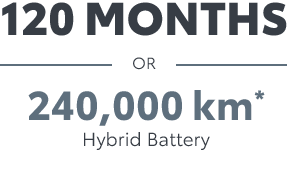 120 Months OR 240,000 km* - Hybrid Battery
